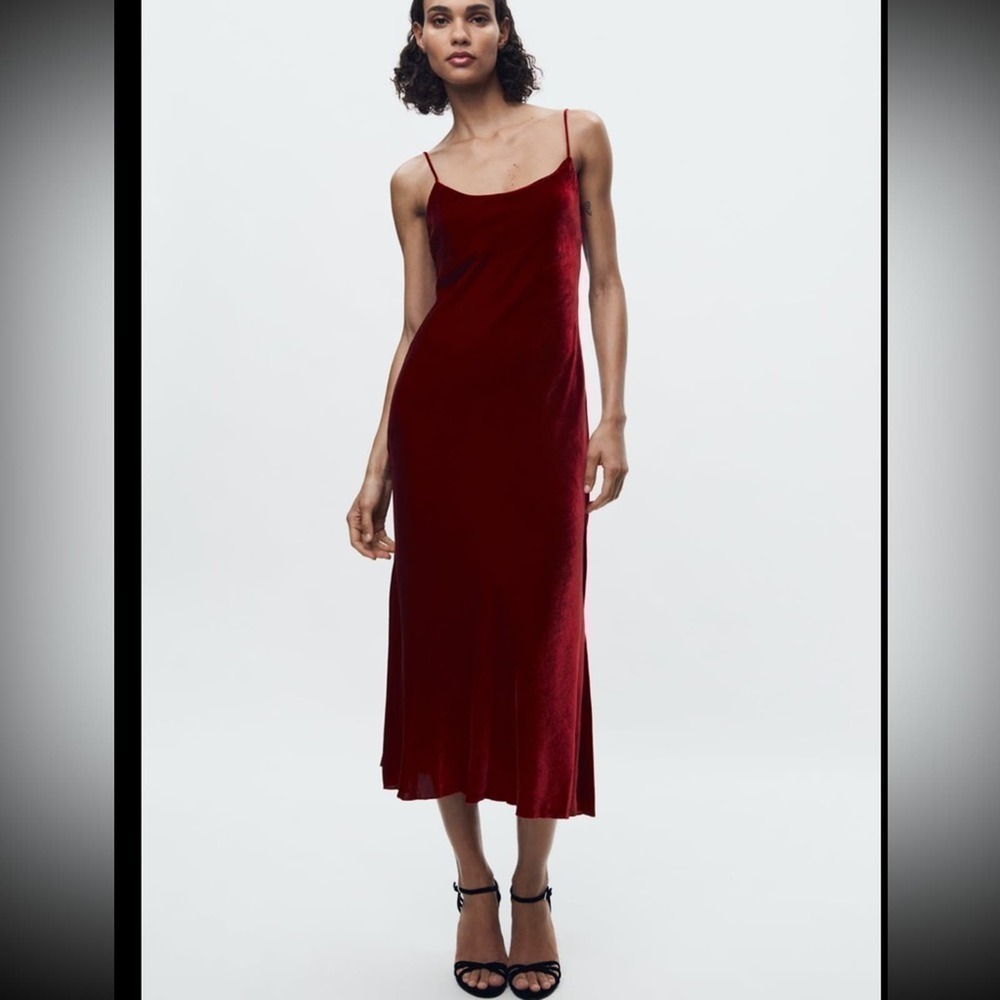 ZARA VELVET SLIP DRESS ZW COLLECTION - SIZE XS - BRAND NEW WITH TAG